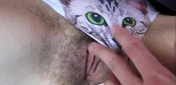  Cute Hairy teen with big clit pussy gets fucked